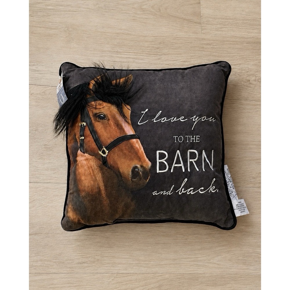 Cracker Barrel Horse Throw Pillow I Love You To The Barn And Back NWT